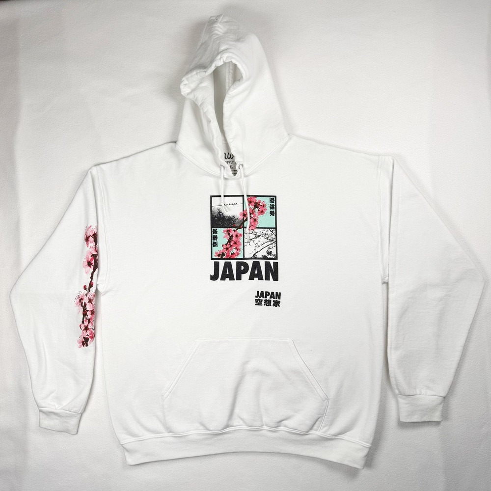 Bowery Supply Co Japan Cherry Blossom White Graphic Hoodie Mens Large‎ Sakura